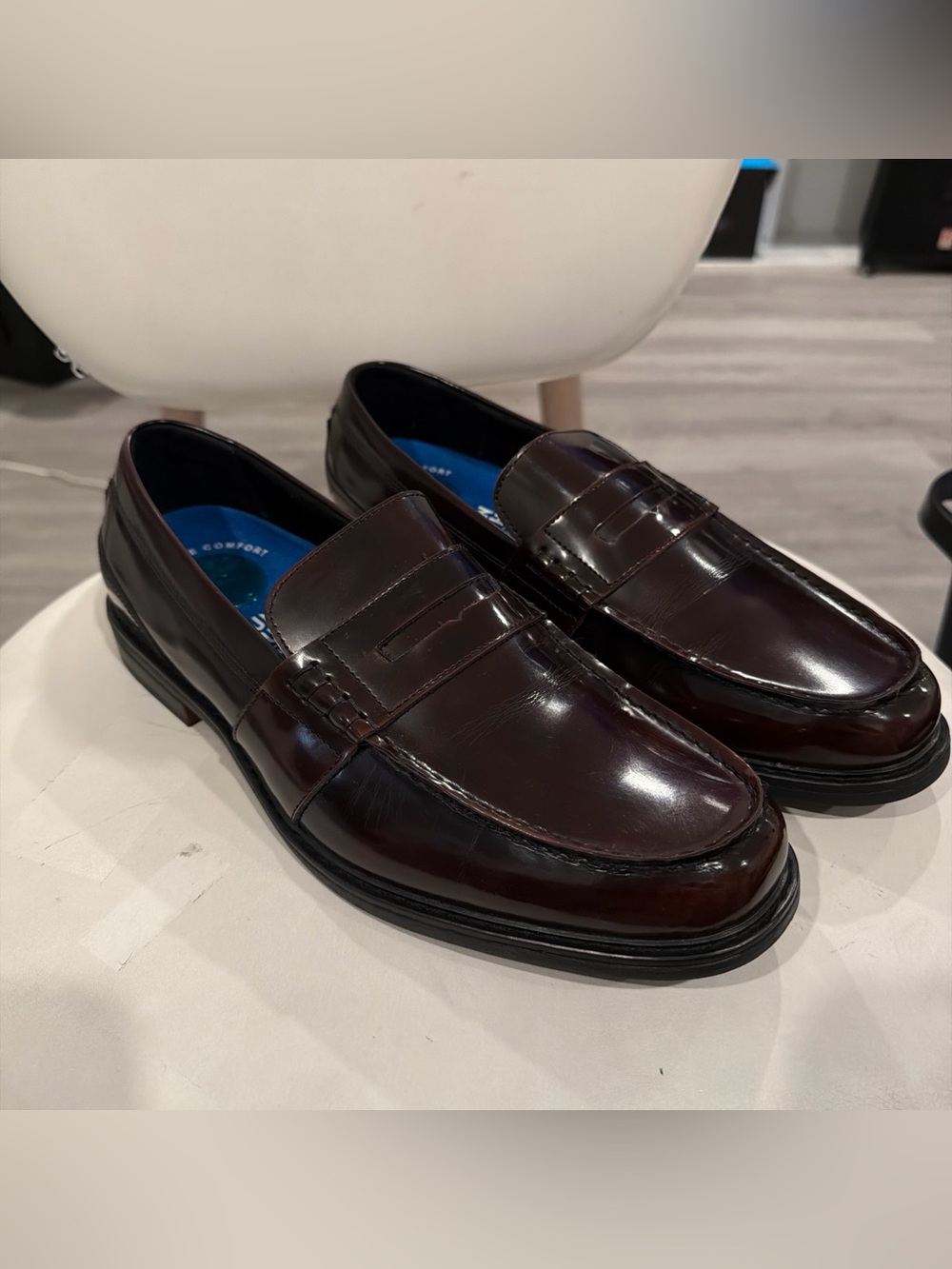 Nunn Bush Men's Lincoln Classic Penny Loafer Slip-On in Burgundy Polished 11.5 M